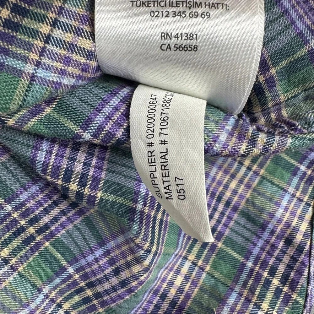 Polo Ralph Lauren Button Up Shirt Long Sleeve Cotton Purple Green Mens Small S